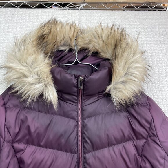 Calvin Klein Down Jacket Puffer Coat Brown w Removable Hood & Fur Trim Sz XL ** - Picture 6 of 16